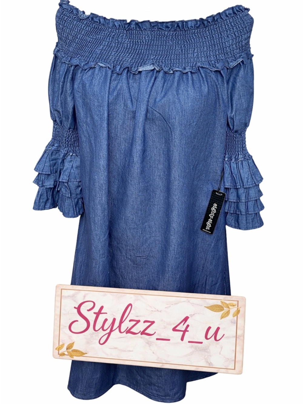 NWT Off-the-Shoulder Chambray Dress in Denim Blue size 2x